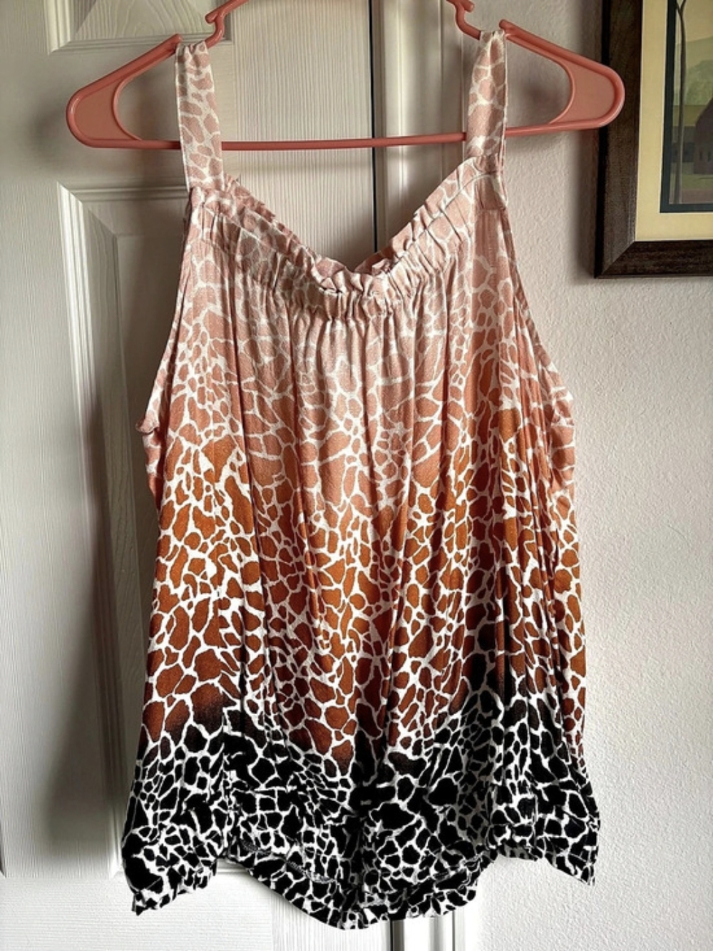 JALDELAHACY Animal Print Tank Top in Orange & Black Size XL Like New